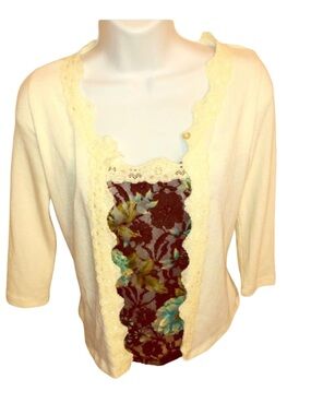 2PC  Strappy Thong Panty in Brown & Cardigan Sweater